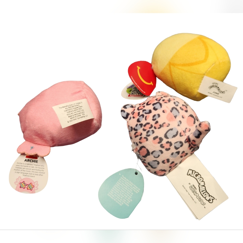 NWT Squishmallows Set Of 3 Leopard Dallas, Axolotl Archie, Banana McDonalds 2.5" - Picture 2 of 3